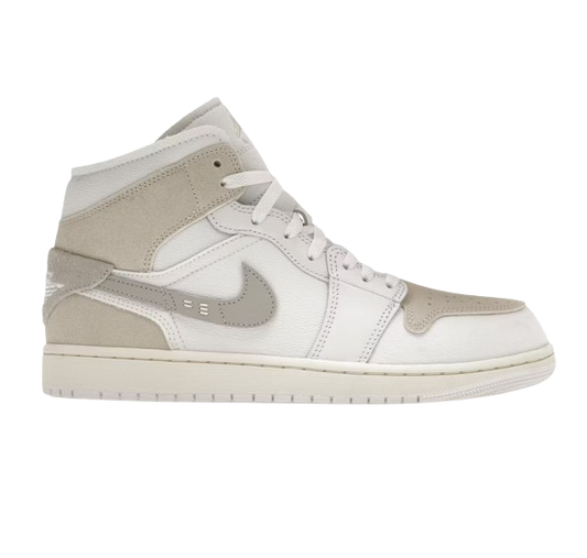 Nike Men's Air Jordan 1 Mid SE Craft Shoes - White / Orewood Brown / Tech Grey / Sail - Shopsportive