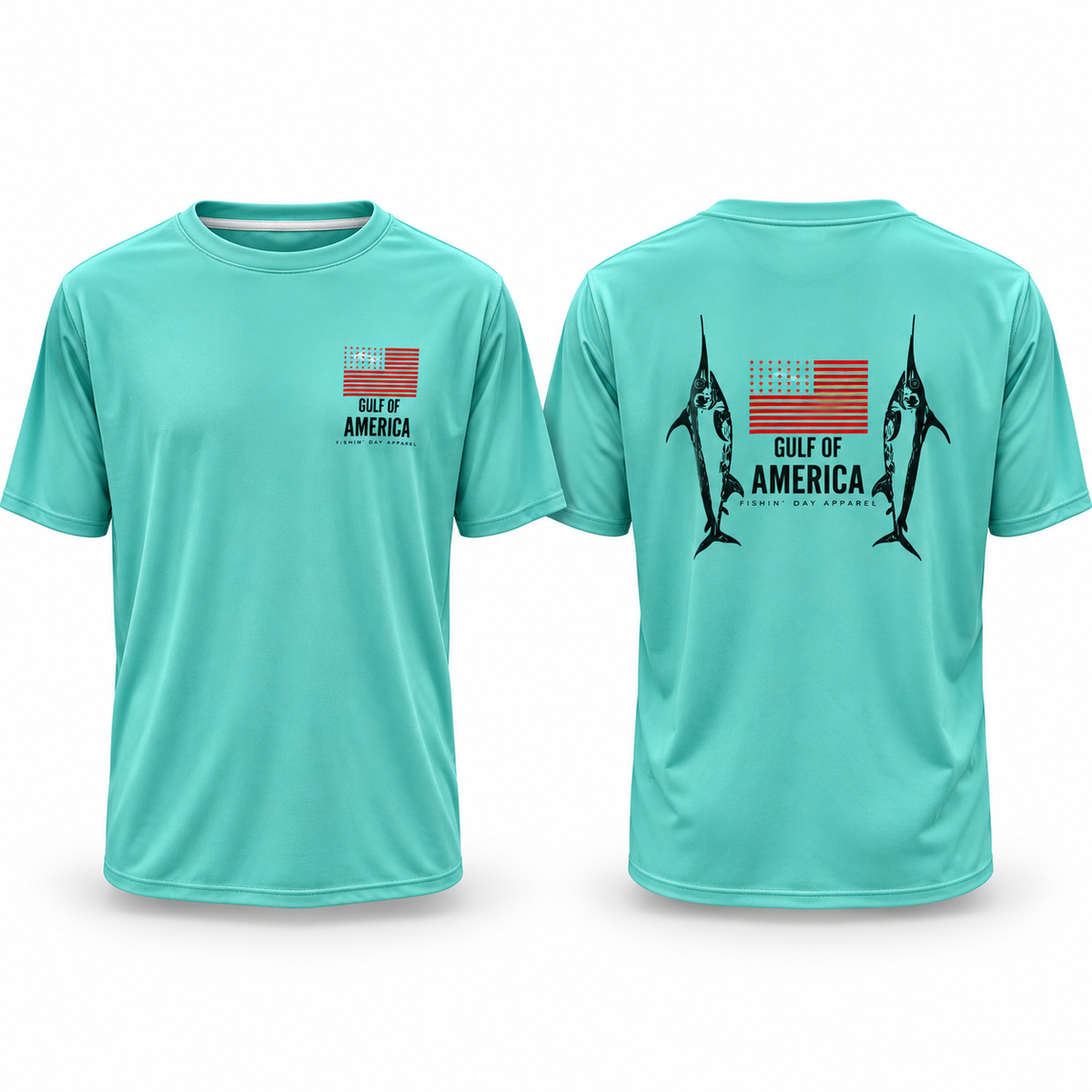 Fishin' Day Apparel Men's Gulf of America Performance T-Shirt - Seafoam