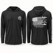 Fishin' Day Apparel Men's Performance Fishing Flag Hooded Long Sleeve Shirt - Black