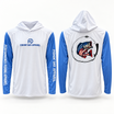 Fishin' Day Apparel Men's American Flag Fish Hooded Long Sleeve Shirt - White / Blue