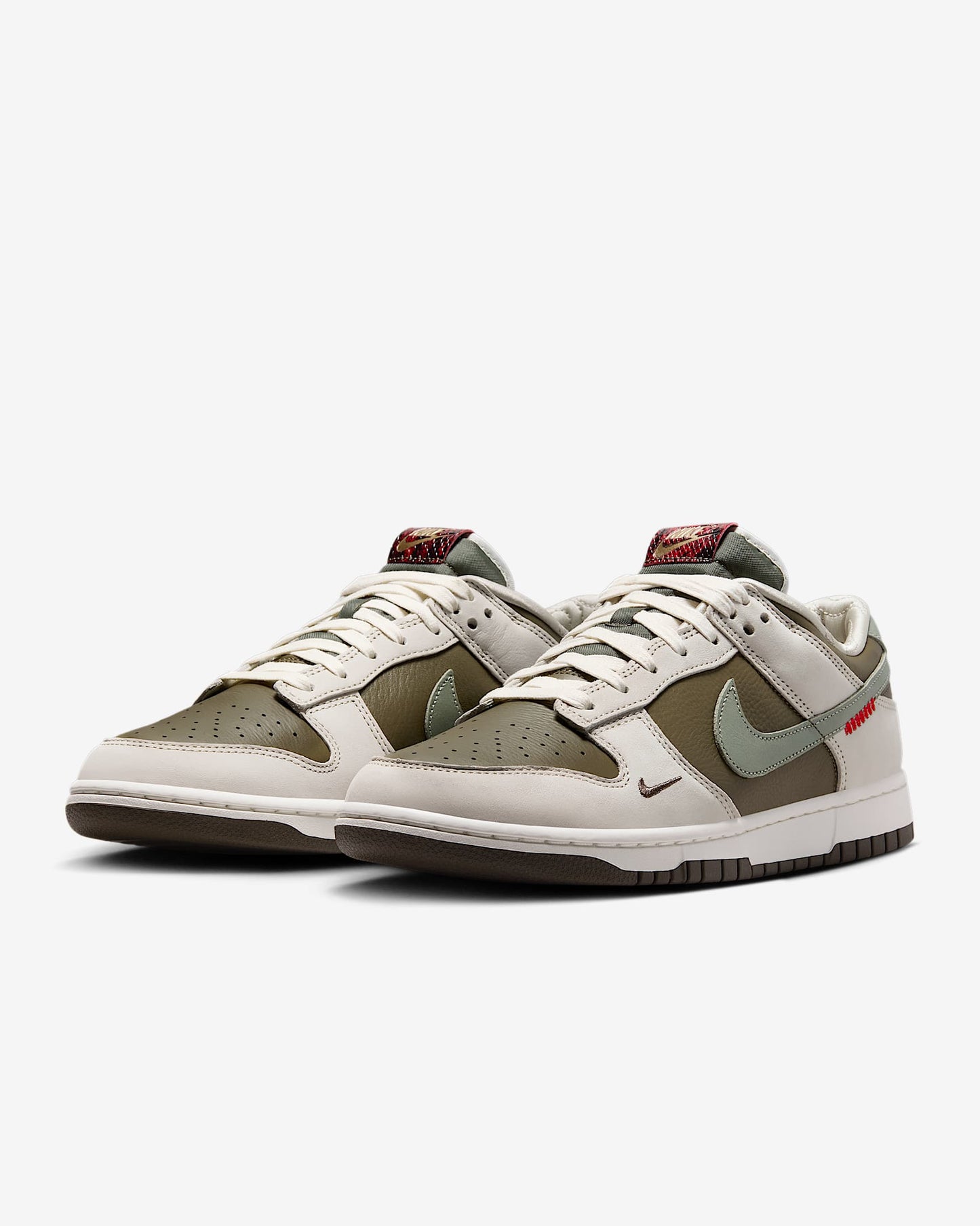 Nike Men's Dunk Low Retro Year Of The Snake Shoes - Medium Olive / Jade Horizon / Sail / Ironstone / University Red