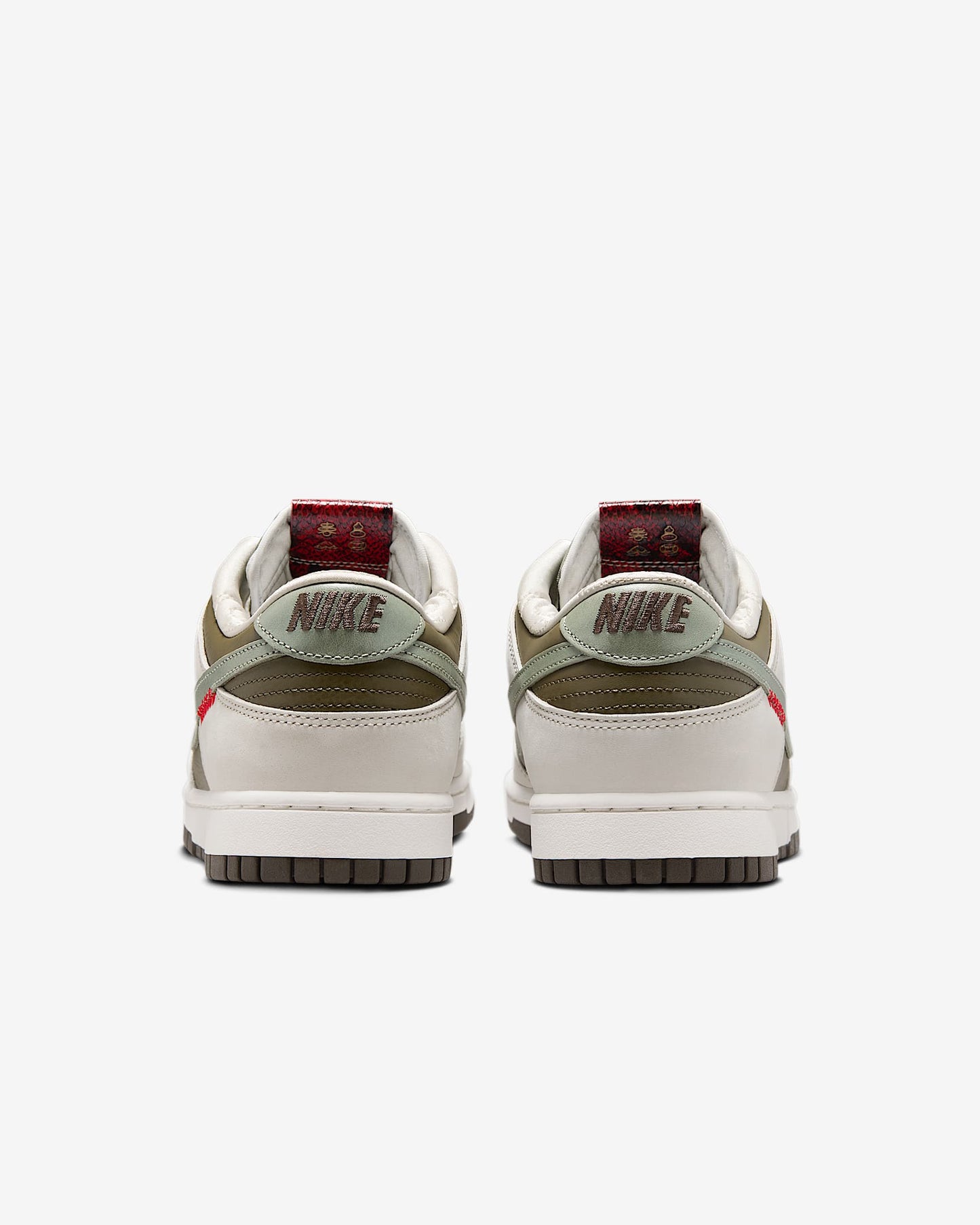 Nike Men's Dunk Low Retro Year Of The Snake Shoes - Medium Olive / Jade Horizon / Sail / Ironstone / University Red