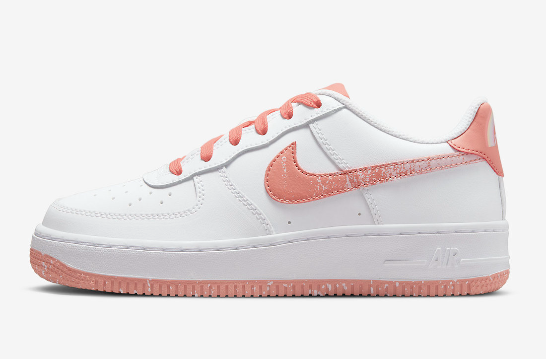 Nike Kid's Air Force 1 LV8 Shoes - White / Light Madder Root / Aura Sportive