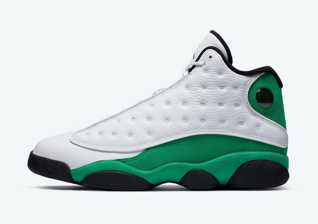 Nike Men's Air Jordan 13 Retro Lucky Shoes - White / Lucky Green / Black Sportive