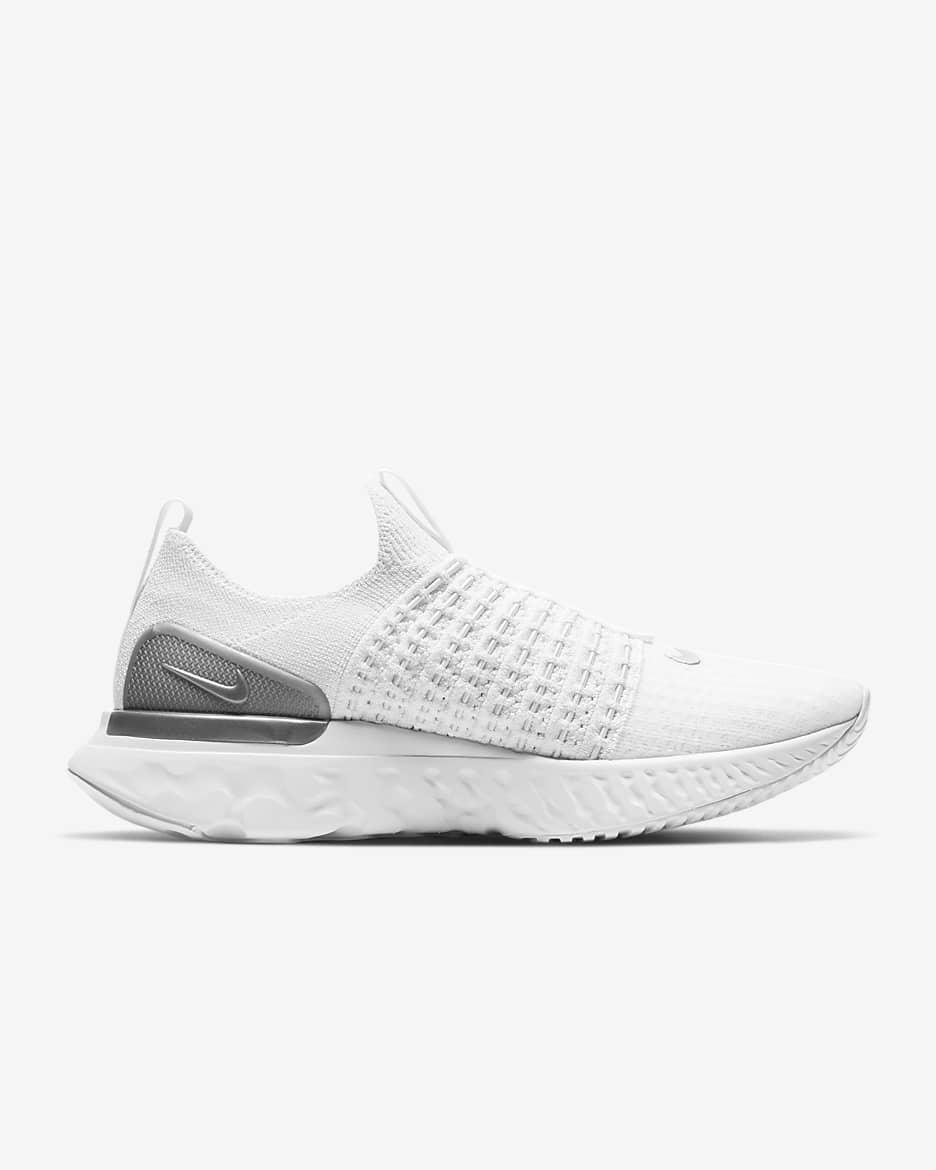 Nike Women's React Phantom Run Flyknit 2 Shoes - White / Pure Platinum / Metallic Silver - Shopsportive