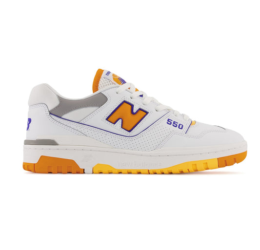 New Balance Men's 550 Lakers Shoes - White / Vibrant Orange / Purple - Shopsportive
