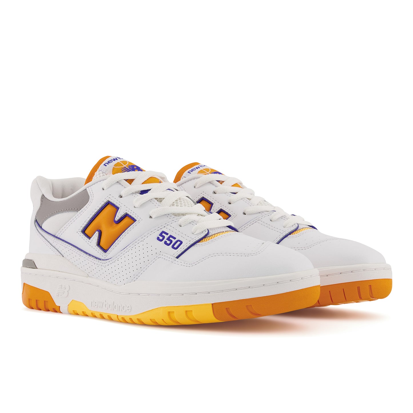 New Balance Men's 550 Lakers Shoes - White / Vibrant Orange / Purple - Shopsportive