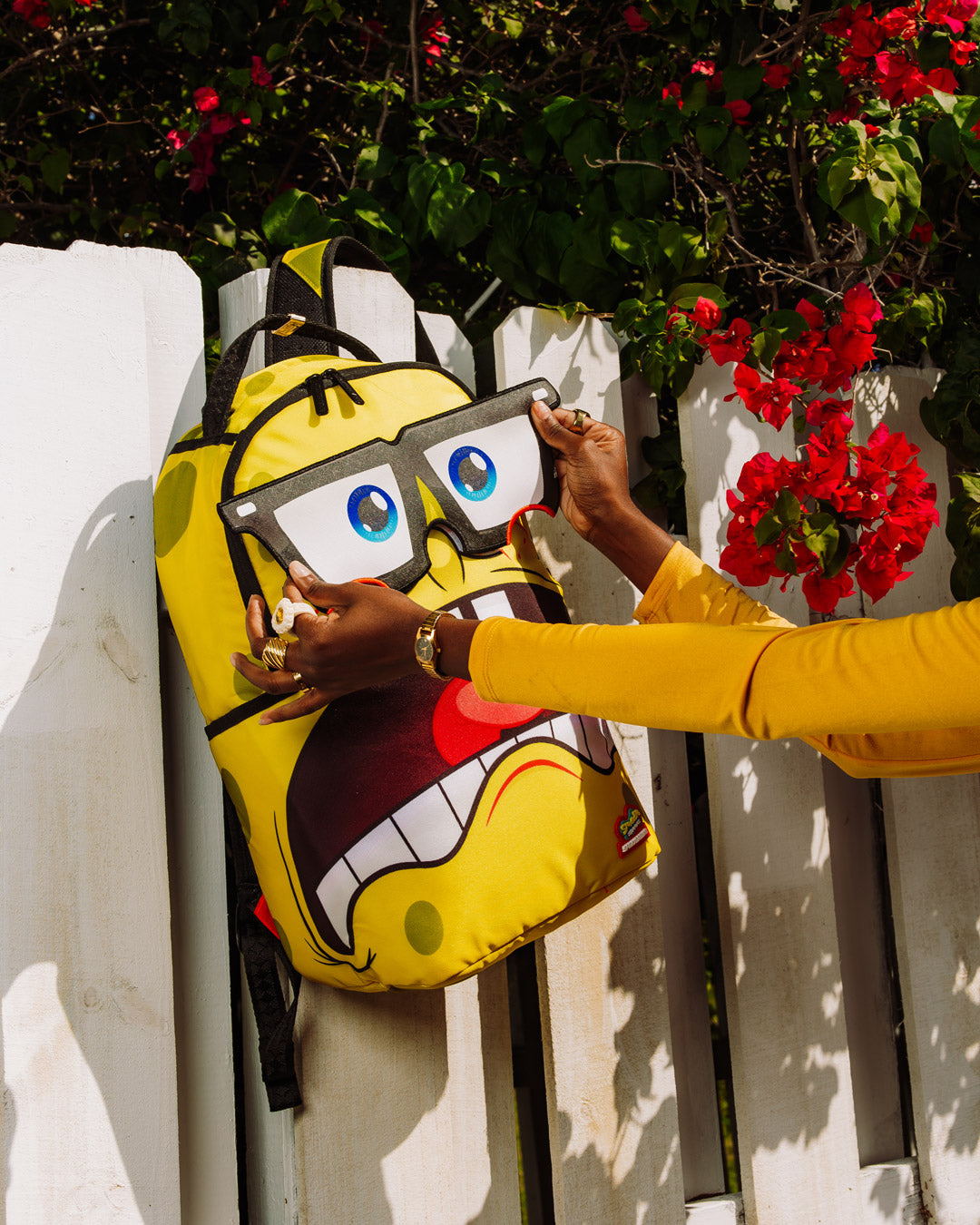 Sprayground Spongebob Eye Pop Removable Eyes Backpack - Yellow / Red - Shopsportive