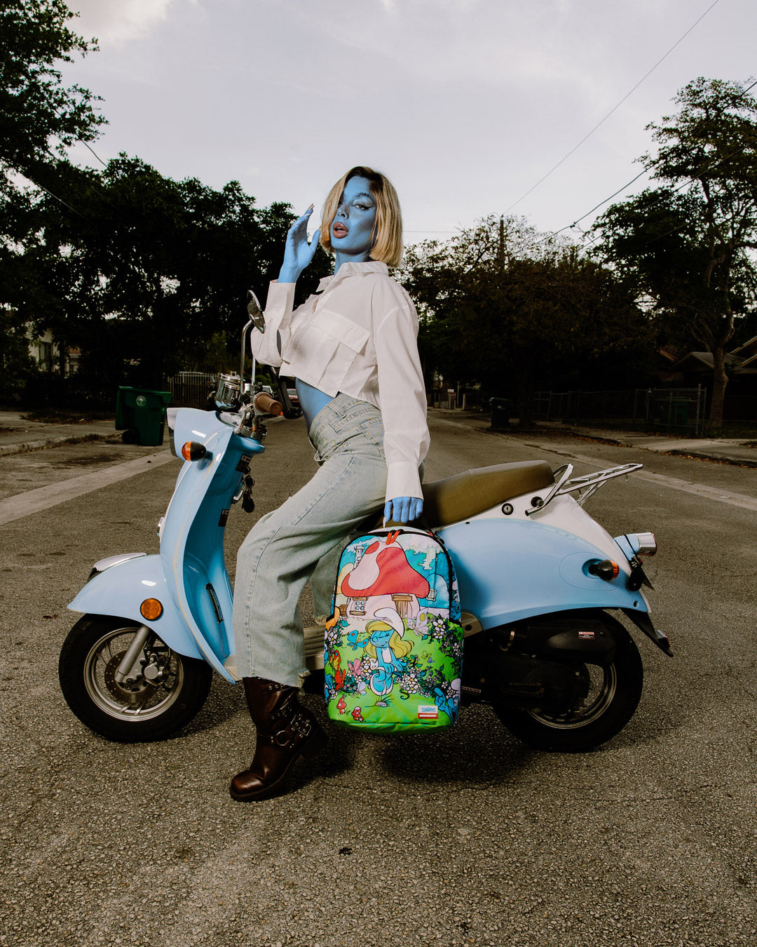 Sprayground Smurfs In The Garden Backpack Bag - Shopsportive