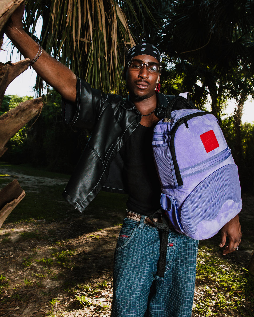 Sprayground Nooo Way!!! A Reversible Backpack - Purple Velour To Og Sharks In Paris Backpack Bag - Shopsportive
