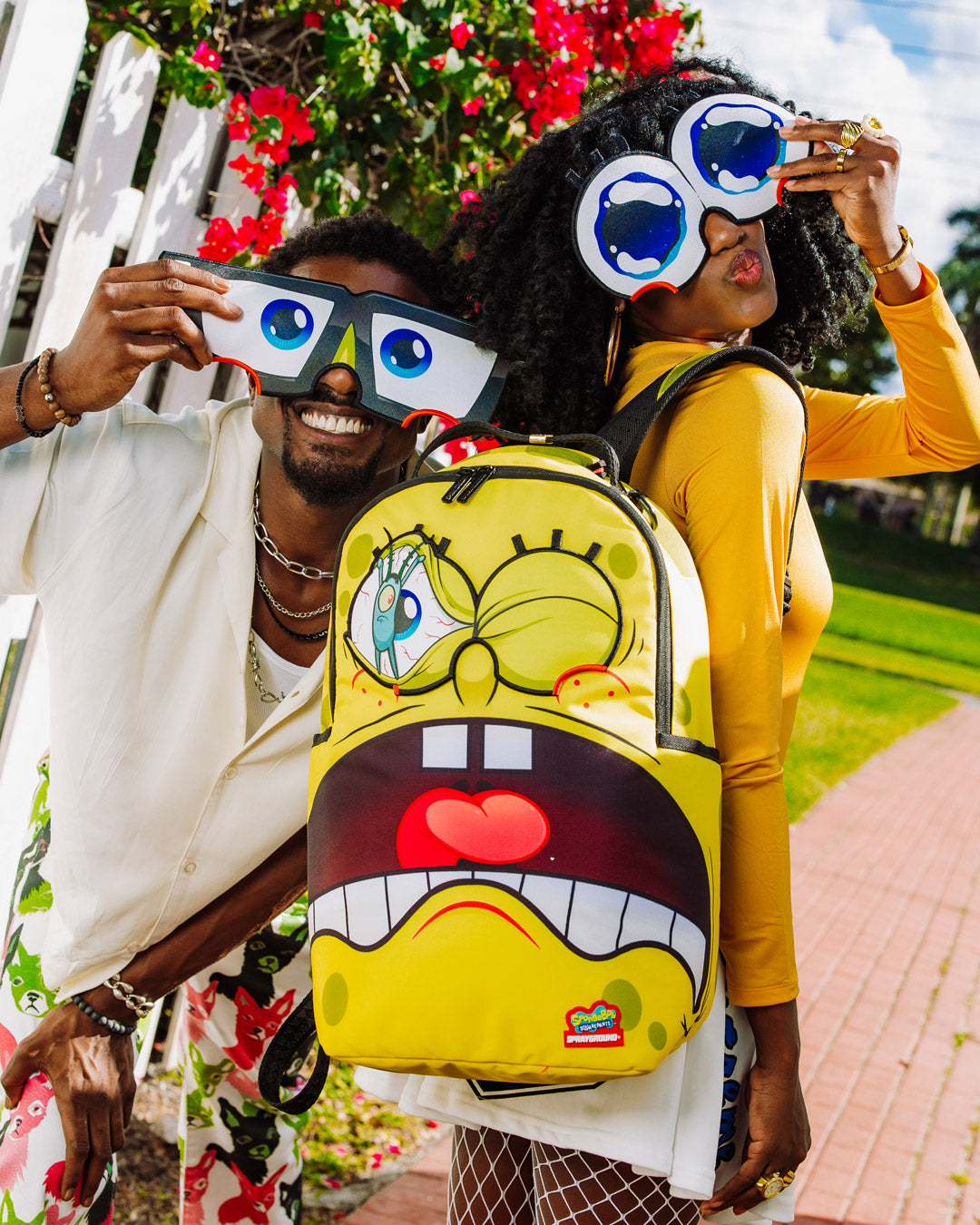 Sprayground Spongebob Eye Pop Removable Eyes Backpack - Yellow / Red - Shopsportive
