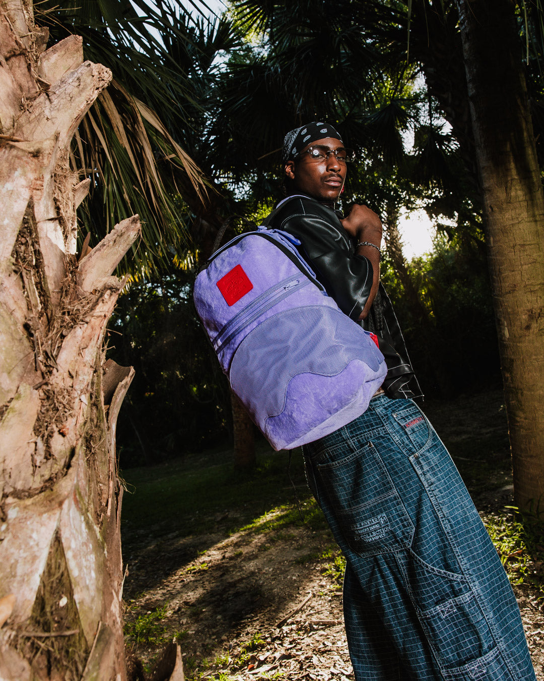 Sprayground Nooo Way!!! A Reversible Backpack - Purple Velour To Og Sharks In Paris Backpack Bag - Shopsportive