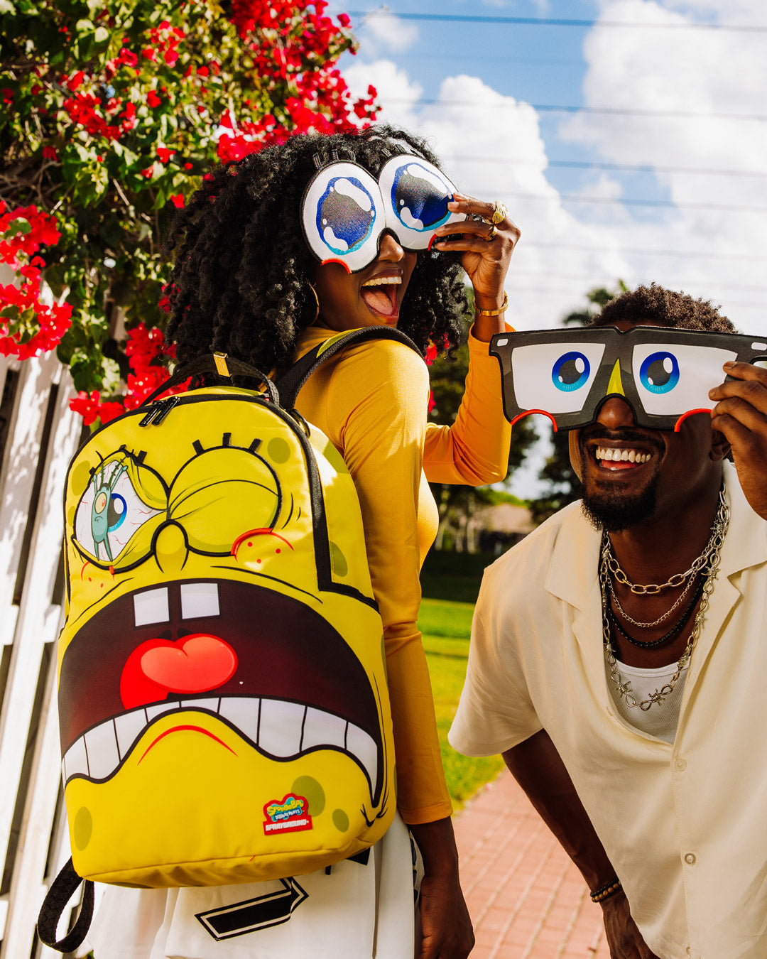 Sprayground Spongebob Eye Pop Removable Eyes Backpack - Yellow / Red - Shopsportive