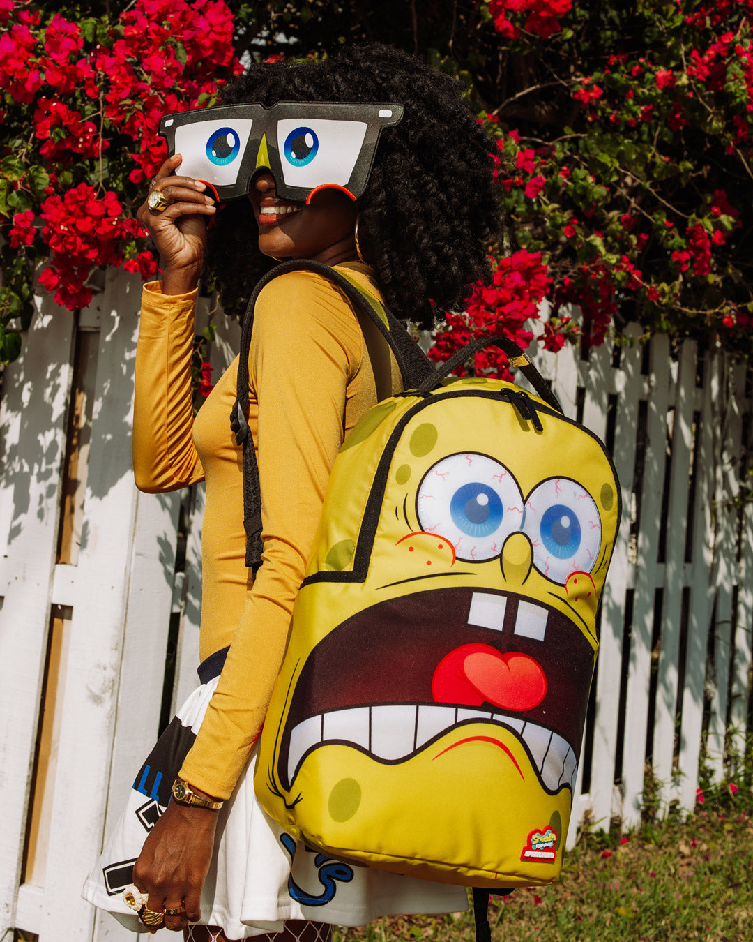 Sprayground Spongebob Eye Pop Removable Eyes Backpack - Yellow / Red - Shopsportive