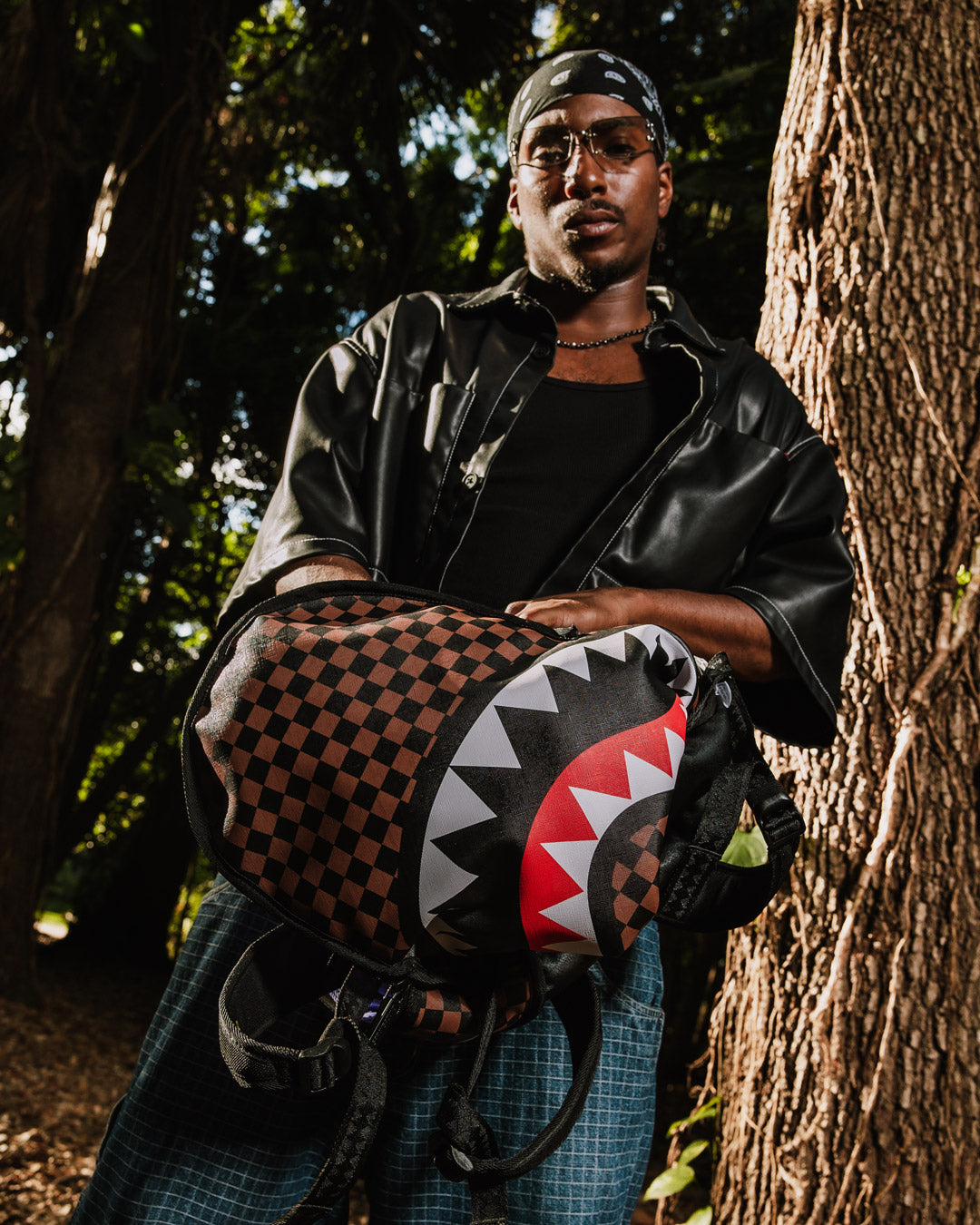 Sprayground Nooo Way!!! A Reversible Backpack - Purple Velour To Og Sharks In Paris Backpack Bag - Shopsportive