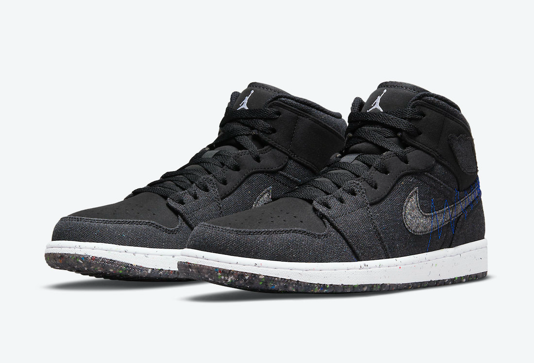 Nike Men's Air Jordan 1 Mid Crater Shoes - Black / Racer Blue / White / Multi-Color - Shopsportive