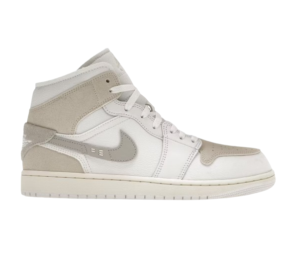 Nike Men's Air Jordan 1 Mid SE Craft Shoes - White / Orewood Brown / Tech Grey / Sail