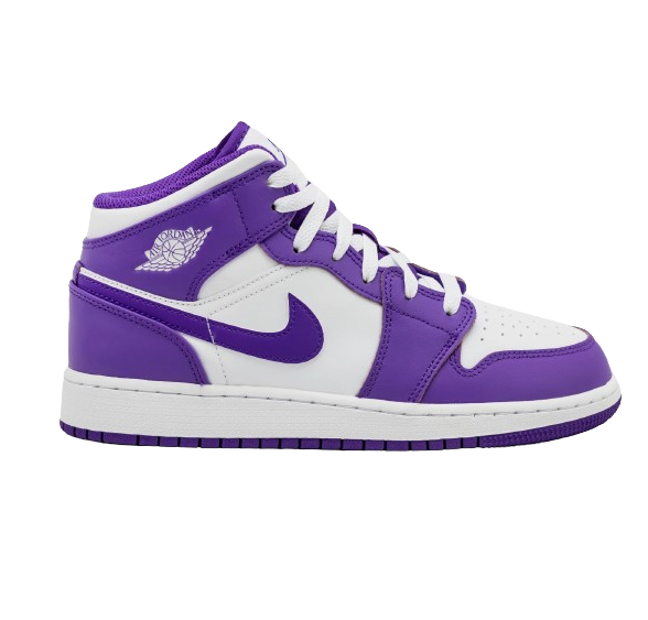 Nike Kid's Jordan 1 Mid TD Shoes - Purple Venom / White