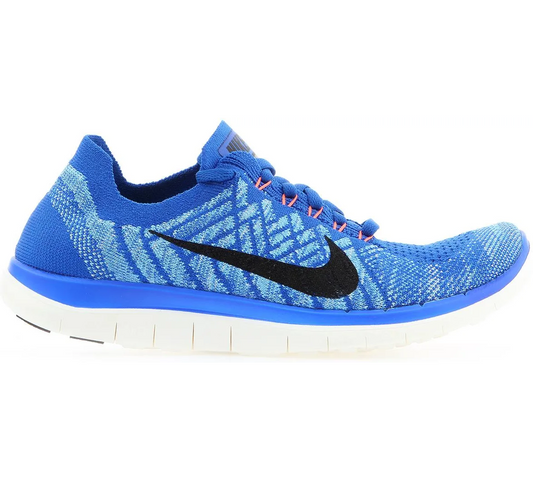 Nike Women's Free 4.0 Flyknit Shoes - Racer Blue / Black / University Blue / Hyper Orange