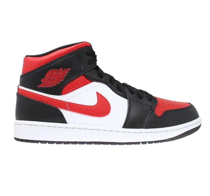 Nike Men's Air Jordan 1 Mid Shoes - Black / Fire Red / White