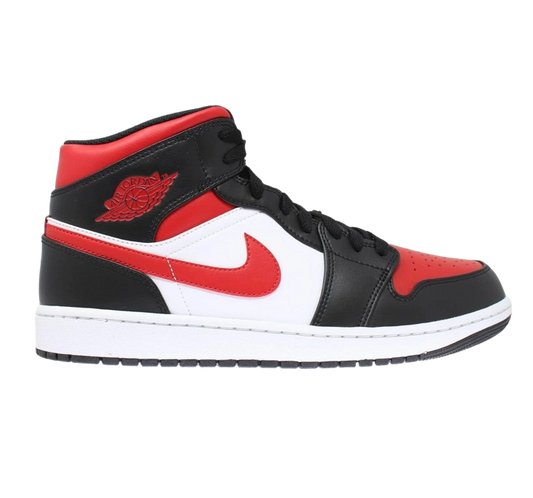 Nike Men's Air Jordan 1 Mid Shoes - Black / Fire Red / White
