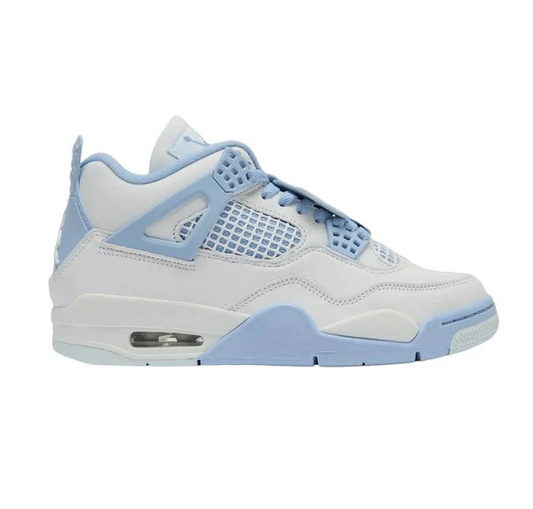 Nike Women's Air Jordan 4 Shoes - White / Aluminum - Blue Tint - Oil Green