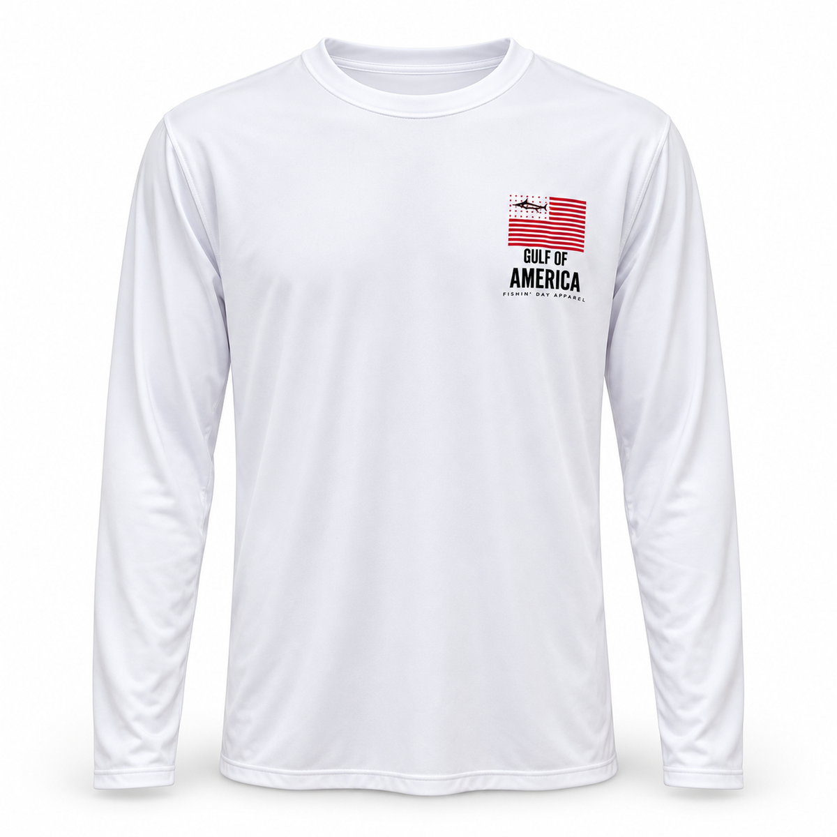 Fishin' Day Apparel Men's Gulf of America Performance Long Sleeve Shirt - White