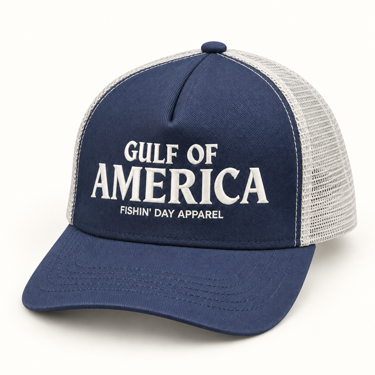 Fishin' Day Apparel Gulf of America Trucker Cap - Navy / White