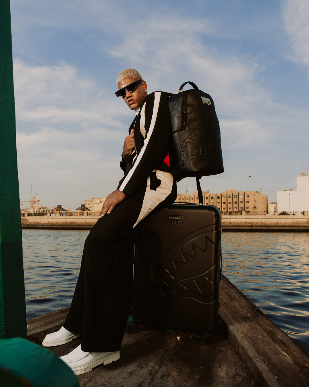 Sprayground Gold Brick Drip Black Backpack Bag - Shopsportive