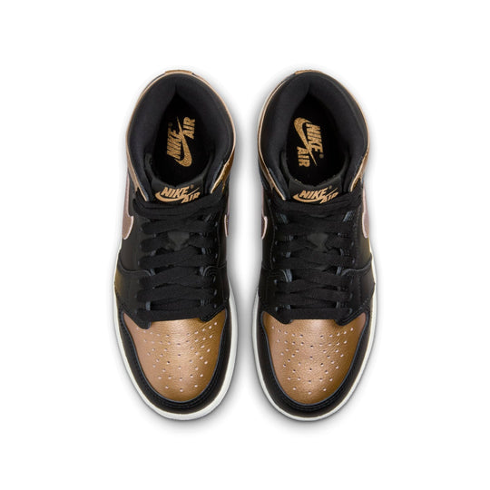 Nike Kid's Air Jordan 1 Retro High OG Shoes - Black / Metallic Gold