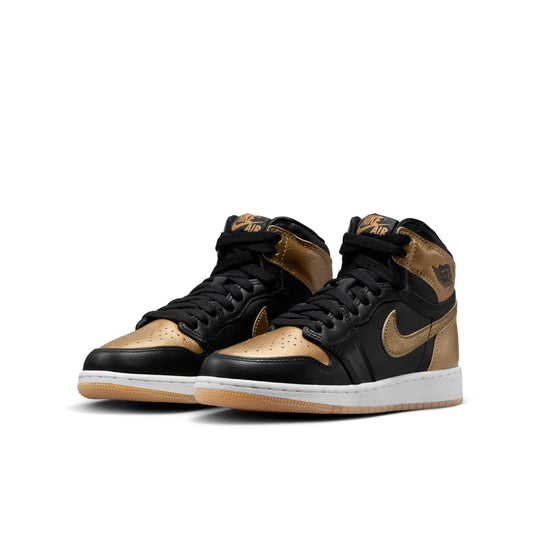 Nike Kid's Air Jordan 1 Retro High OG Shoes - Black / Metallic Gold