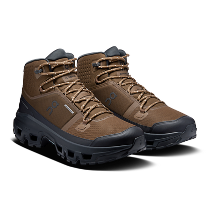 On Running Men's Cloudrock Mid Waterproof Shoes - Earth / Black - Shopsportive