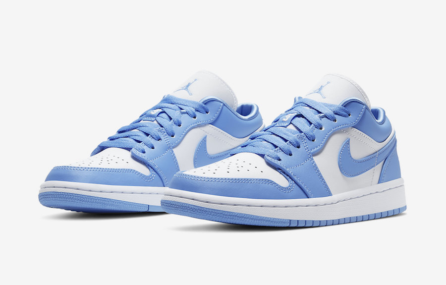 Nike Women's Air Jordan 1 Low UNC Shoes - University Blue / White