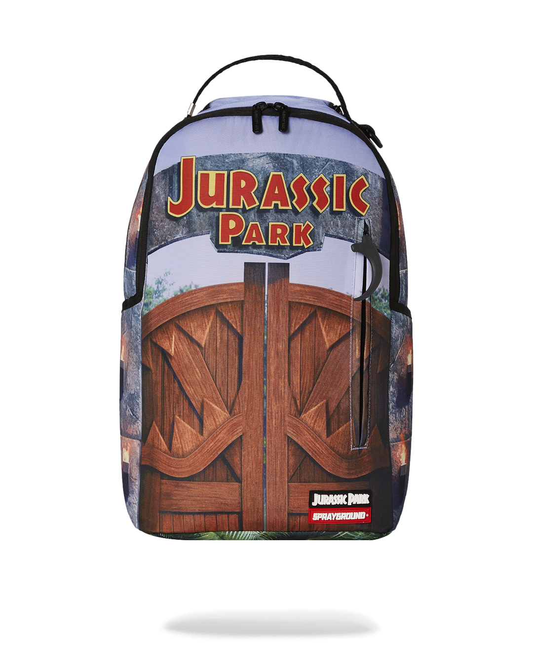 Sprayground Welcome to Jurassic Shark Backpack - Brown / Blue / Red