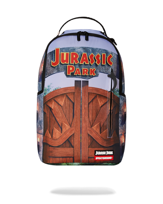 Sprayground Welcome to Jurassic Shark Backpack - Brown / Blue / Red