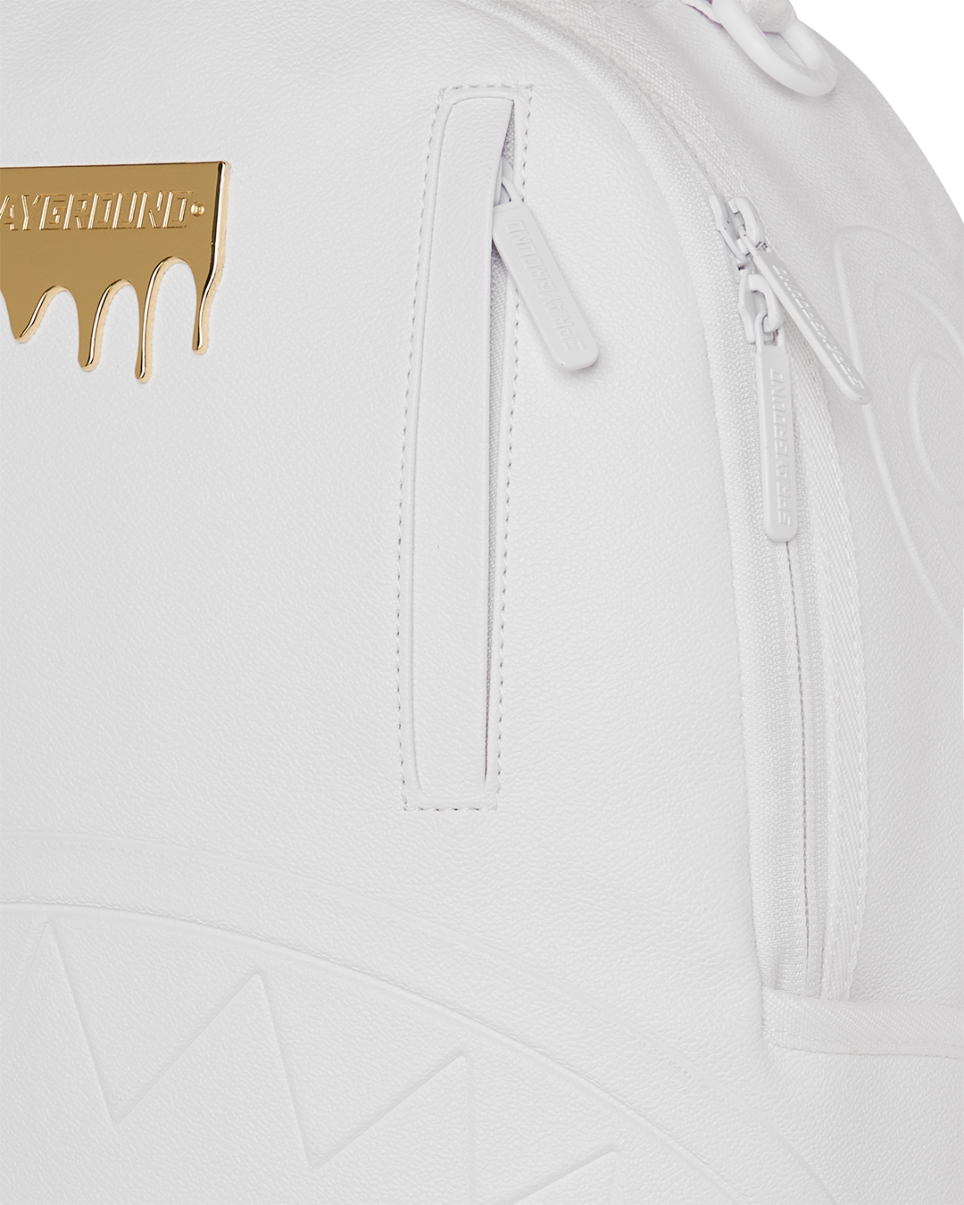 Sprayground Gold Brick Luxe White Backpack Bag - Shopsportive