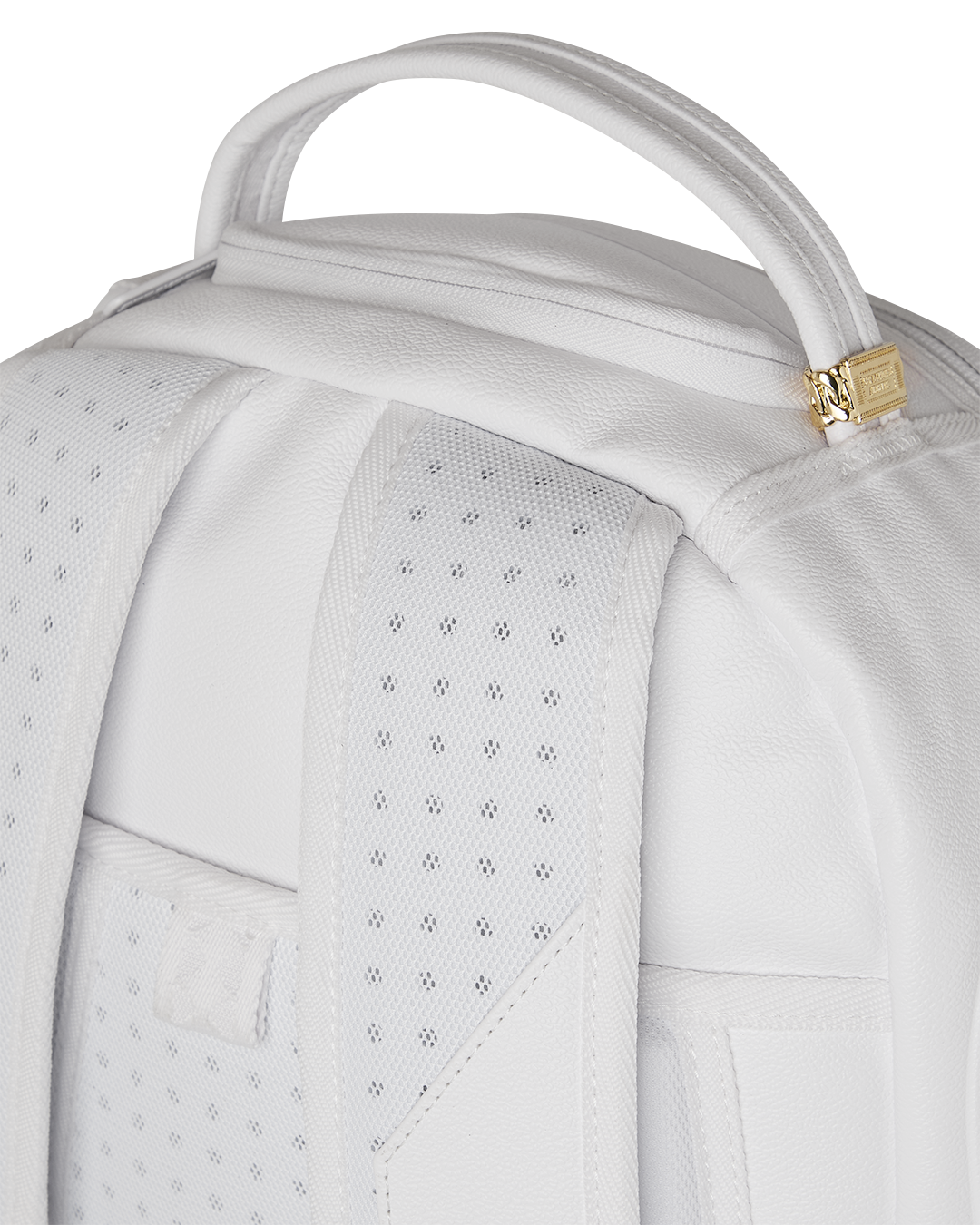 Sprayground Gold Brick Luxe White Backpack Bag - Shopsportive