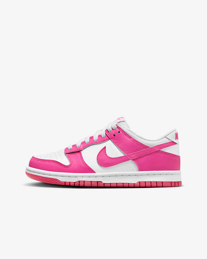 Nike Kids' Dunk Low Shoes - White / Laser Fuchsia - Shopsportive