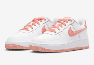 Nike Kid's Air Force 1 LV8 Shoes - White / Light Madder Root / Aura Sportive