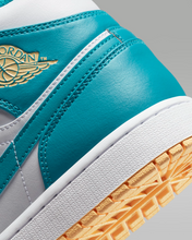 Load image into Gallery viewer, Nike Men&#39;s Air Jordan 1 Mid Shoes - Aquatone / White / Celestial Gold Sportive
