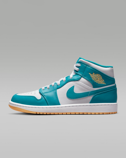 Nike Men's Air Jordan 1 Mid Shoes - Aquatone / White / Celestial Gold - Shopsportive
