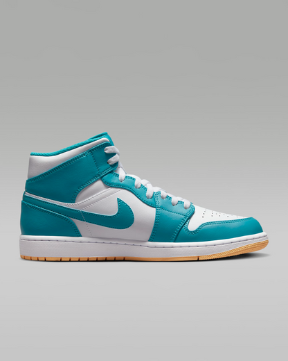 Nike Men's Air Jordan 1 Mid Shoes - Aquatone / White / Celestial Gold - Shopsportive
