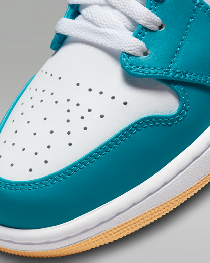 Nike Men's Air Jordan 1 Mid Shoes - Aquatone / White / Celestial Gold - Shopsportive