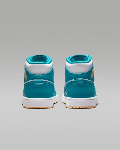 Nike Men's Air Jordan 1 Mid Shoes - Aquatone / White / Celestial Gold - Shopsportive