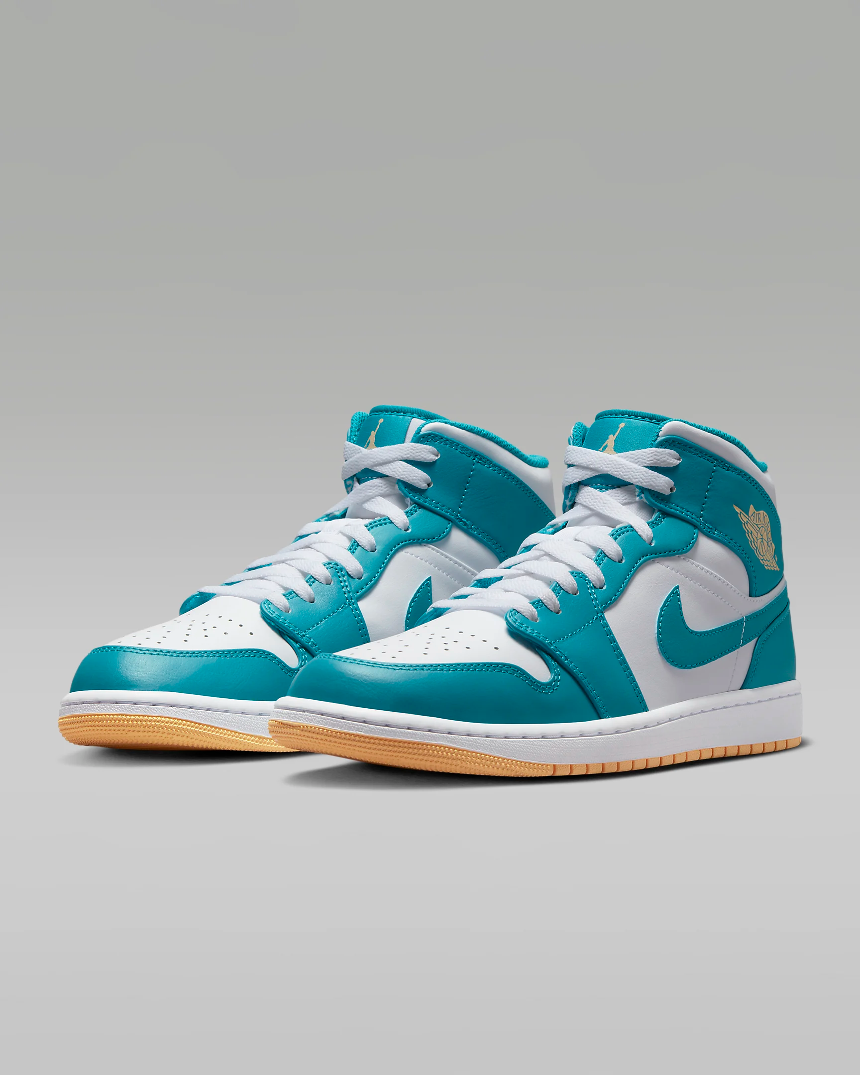 Nike Men's Air Jordan 1 Mid Shoes - Aquatone / White Nike Men's Air Jordan 1 Mid Shoes - Aquatone / White