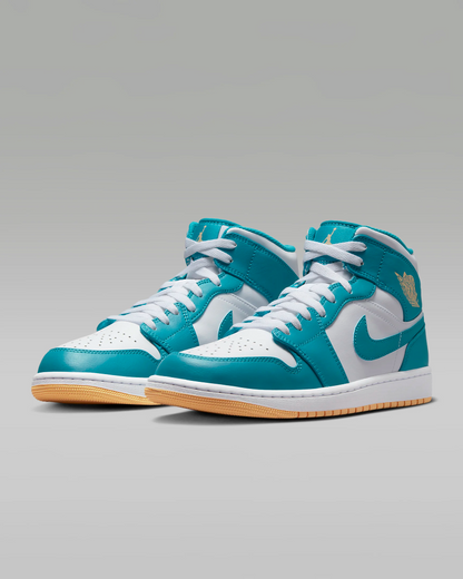 Nike Men's Air Jordan 1 Mid Shoes - Aquatone / White / Celestial Gold - Shopsportive