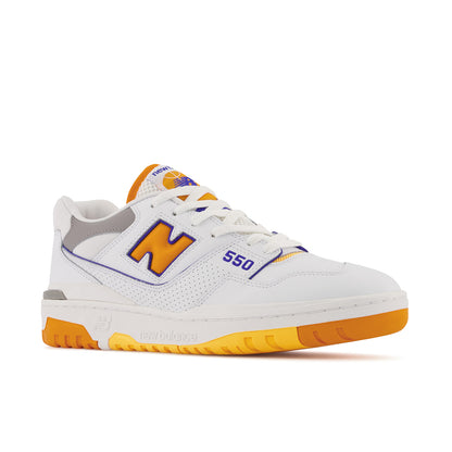 New Balance Men's 550 Lakers Shoes - White / Vibrant Orange / Purple - Shopsportive