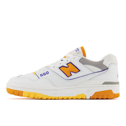 New Balance Men's 550 Lakers Shoes - White / Vibrant Orange / Purple - Shopsportive