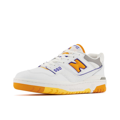 New Balance Men's 550 Lakers Shoes - White / Vibrant Orange / Purple - Shopsportive