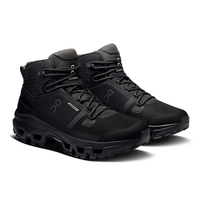 On Running Men's Cloudrock Mid Waterproof Shoes - Black / Black - Shopsportive